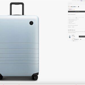 Monos Luggage - Medium Checked size (Blue Haze color) PLUS 4 free packing cubes